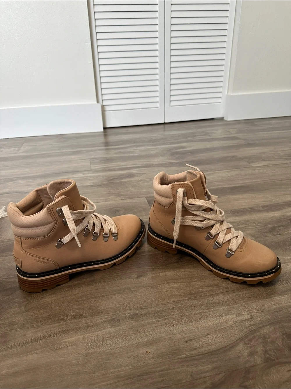 Sorel Beige Lace-Up Studded Trim Boots - Picture 5 of 7